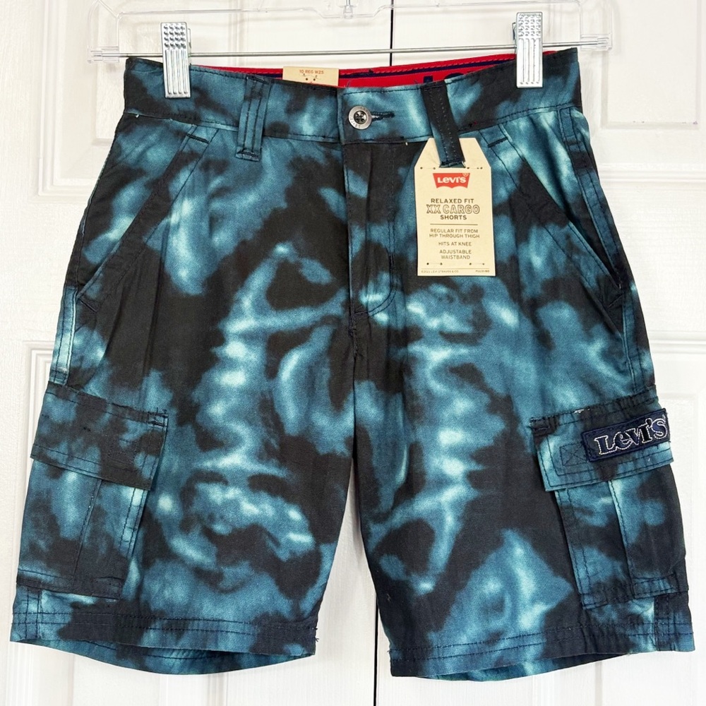 NWT Levi's Teal Blue Tie Dye Relaxed Fit XX Cargo Shorts 10